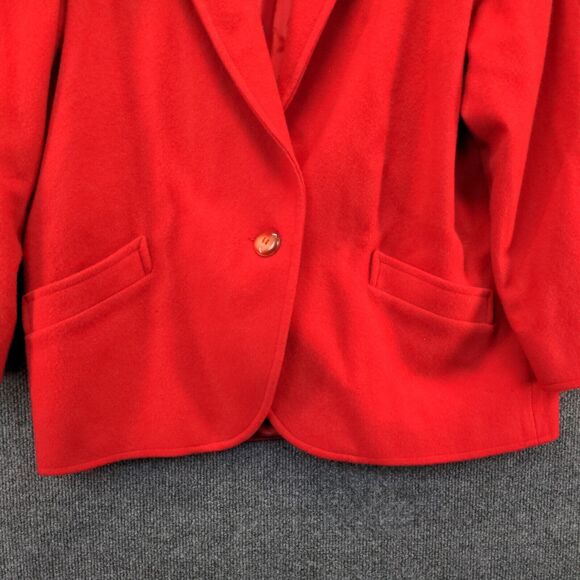 Angiola Bellini Women's Blazer Jacket Red 14 Shawl Lapel One Button Wool Italy - Picture 4 of 12